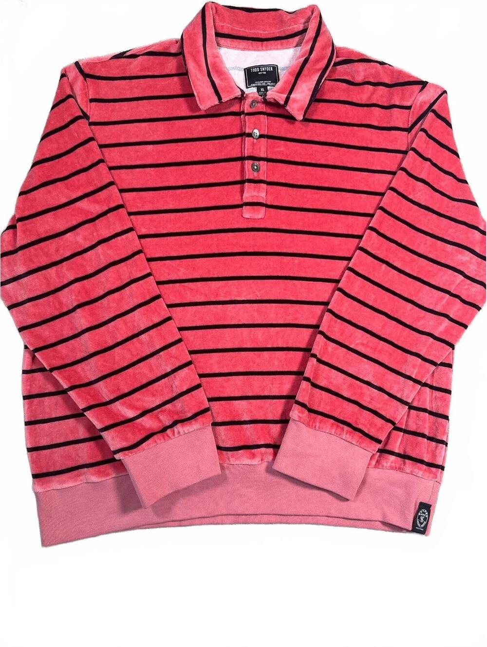 Todd Snyder striped velour long-sleeve polo Size XL